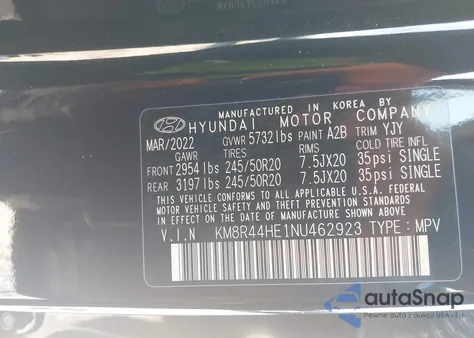 2022 Hyundai Palisade Sel from USA, damaged, VIN KM8R44HE1NU462923